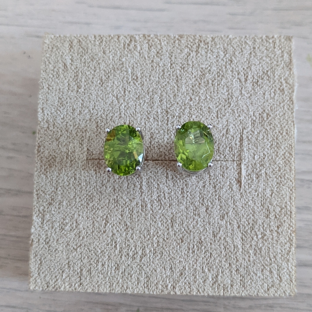 Manchurian Peridot Oval Sterling Stud Earrings